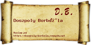 Doszpoly Borbála névjegykártya